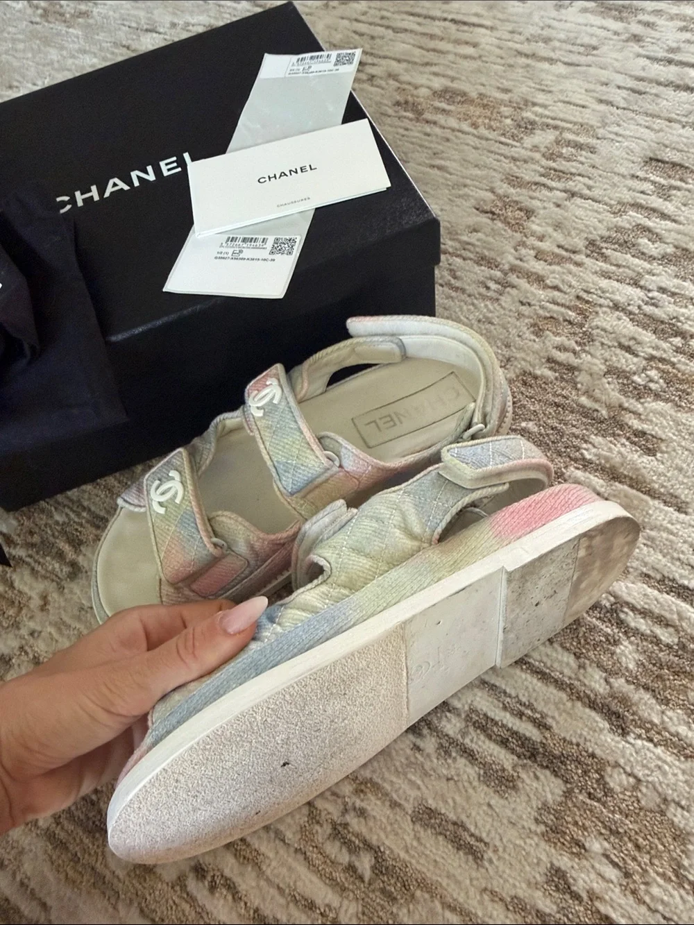 FULL SET!Chanel Pastel Rainbow Dad Sandals from the 2022 Cruise Collection (22C)